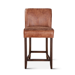 Avery Counter Chair in Tan Leather with Matte Brown Legs