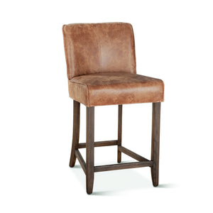 Avery Counter Chair in Tan Leather with Matte Brown Legs