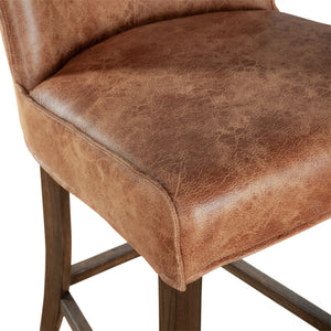 Avery Counter Chair in Tan Leather with Matte Brown Legs