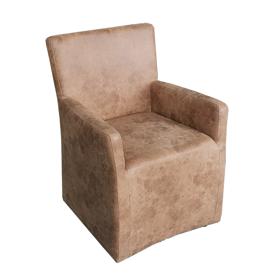 Lily 25" Tan Leather Wheeled Arm Chair
