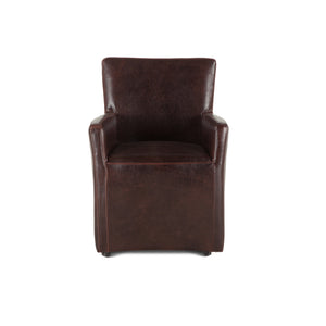 Lily Brown Leather Wheeled Armchair