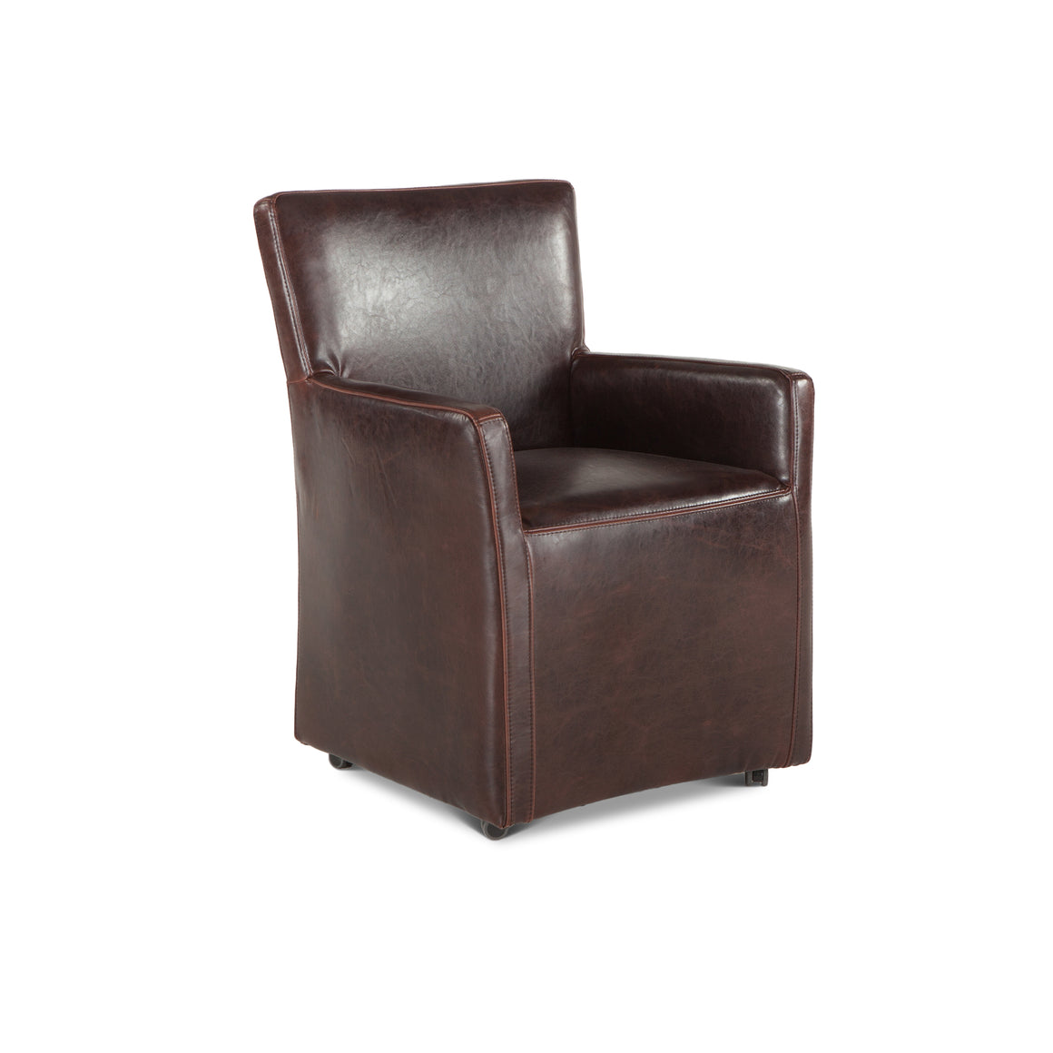 Lily Brown Leather Wheeled Armchair