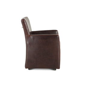 Lily Brown Leather Wheeled Armchair