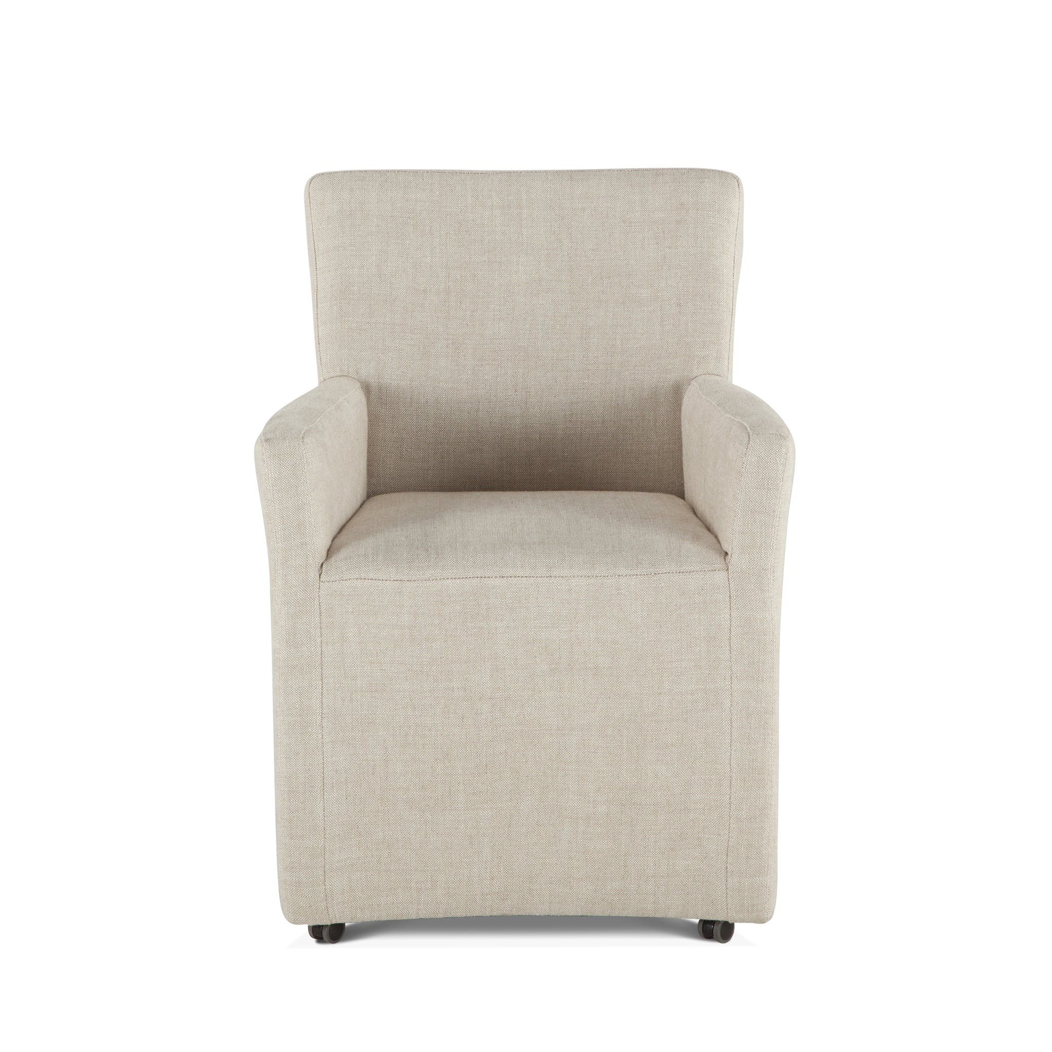 Lily Off-White Linen Wheeled Armchair