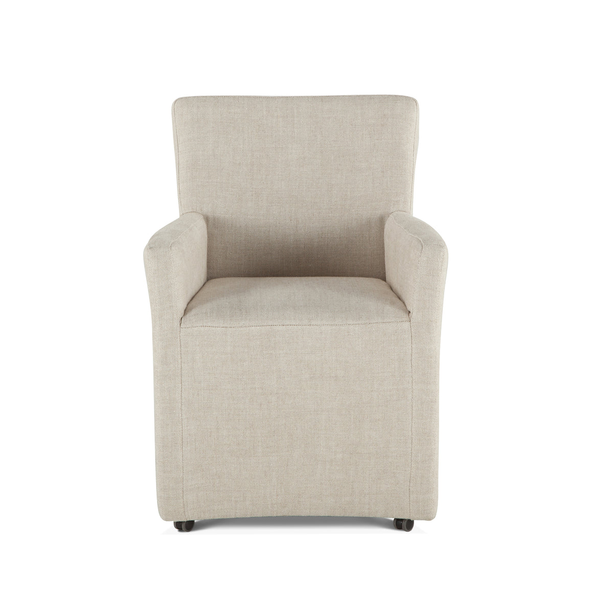Lily Off-White Linen Wheeled Armchair