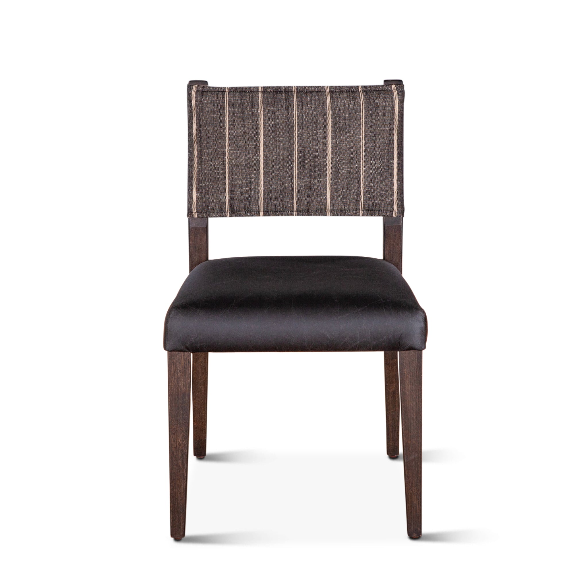 Lila Dining Chair in Black Leather and Linen