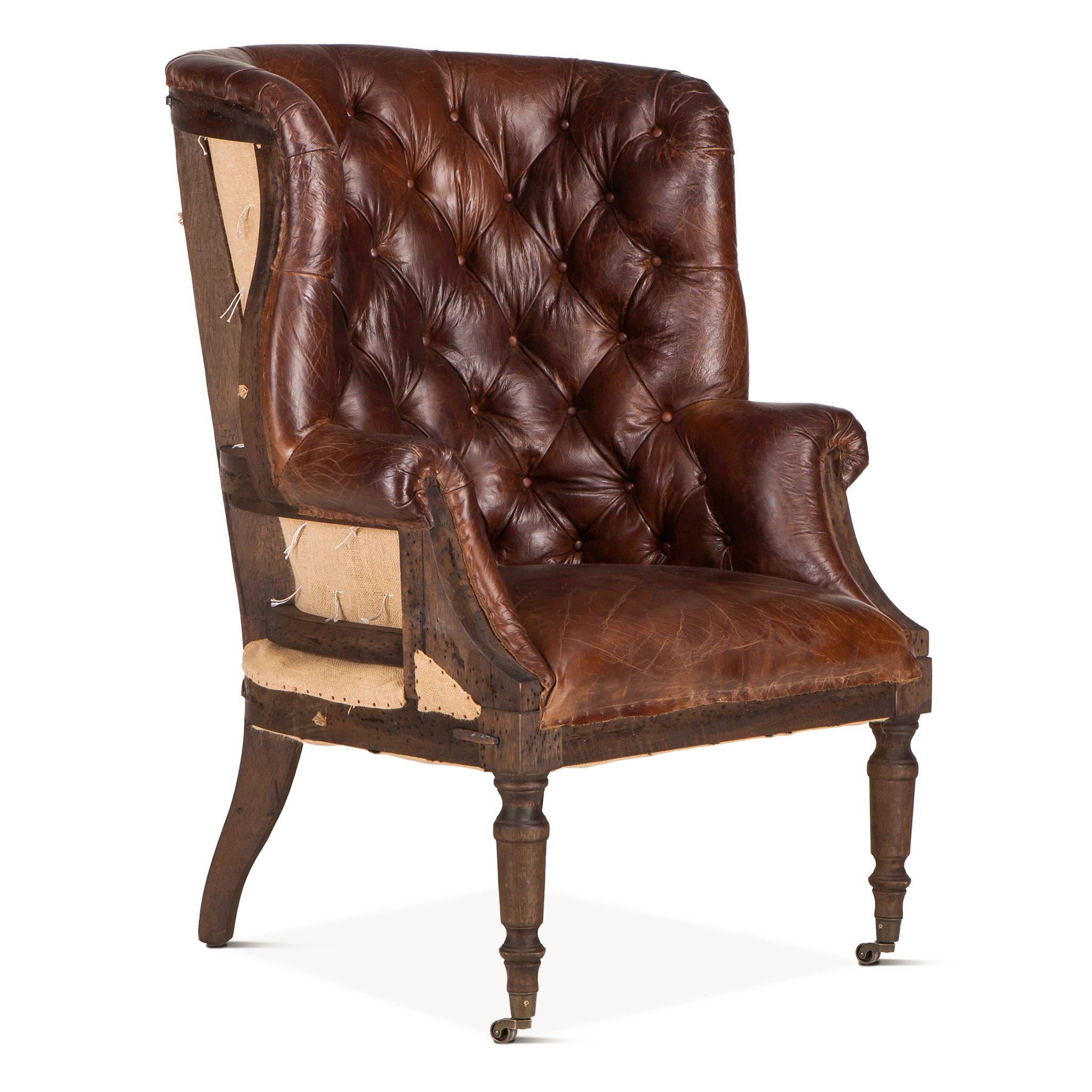 Charles Wingback Armchair in Vintage Cigar Leather