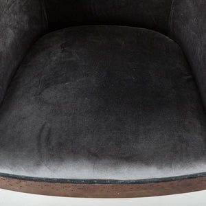 Charles Armchair in Gray Velvet with Exposed Frame