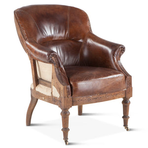 Charles Albert Armchair in Vintage Cigar Leather