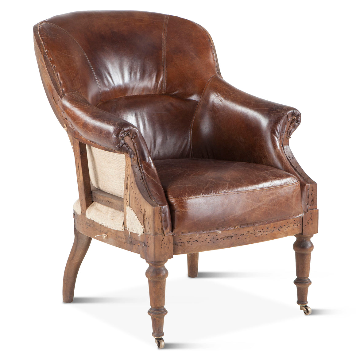 Charles Albert Armchair in Vintage Cigar Leather