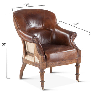 Charles Albert Armchair in Vintage Cigar Leather