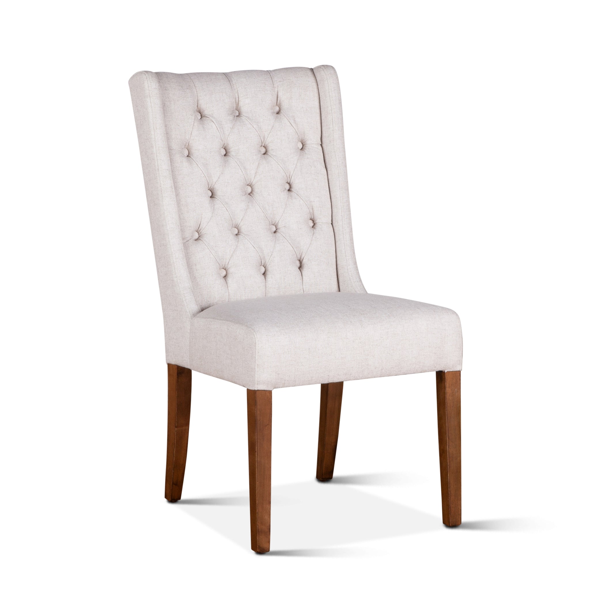 Chloe Dining Chair in Off White Linen with with Natural Teak Legs