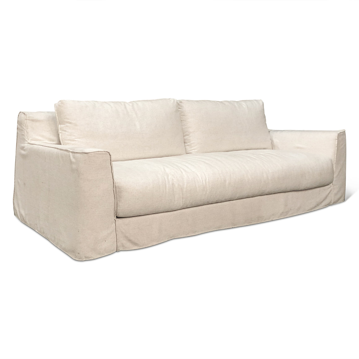Oliver Sofa in White Linen Slipcover