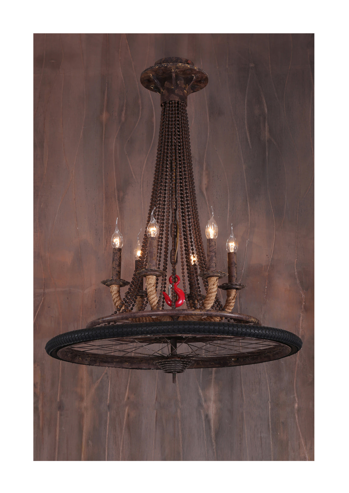 Heritage Bicycle Wheel Pendant With 3 Lights