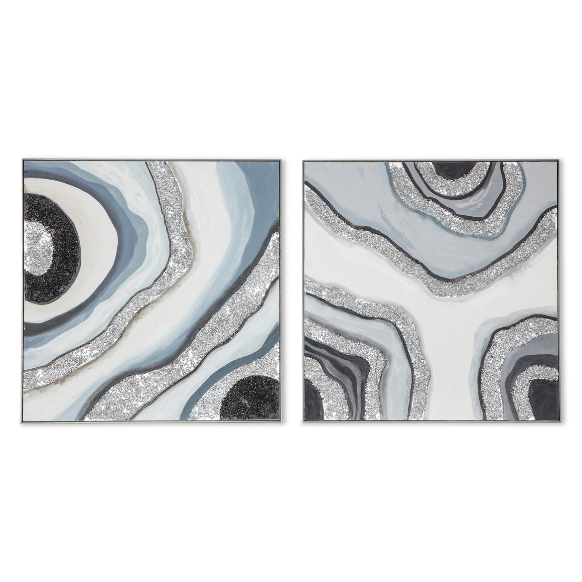 Gemstone Grace Hand Painted Framed Diptych