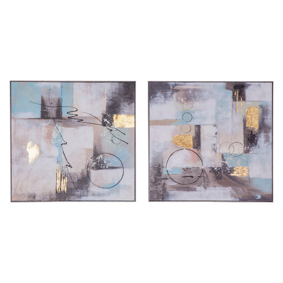Echoes in Motion Hand Painted Framed Diptych