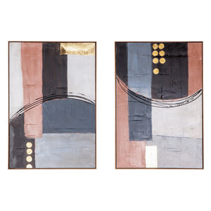 Abstract Horizons Hand Painted Framed Diptych