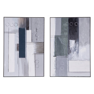 Parallel Horizons Hand Painted Framed Diptych