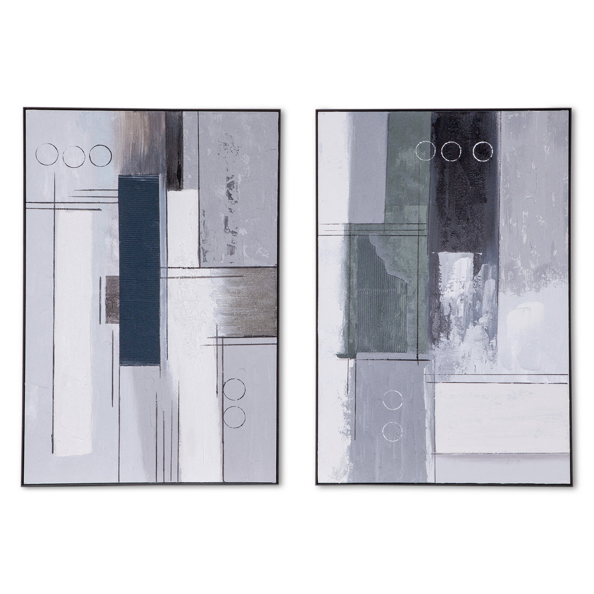 Parallel Horizons Hand Painted Framed Diptych