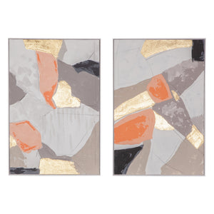 Muted Mosaic 1 Hand Painted Framed Diptych