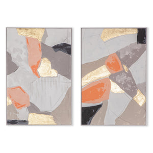 Muted Mosaic 1 Hand Painted Framed Diptych