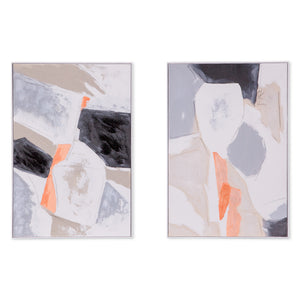 Muted Mosaic 2 Hand Painted Framed Diptych