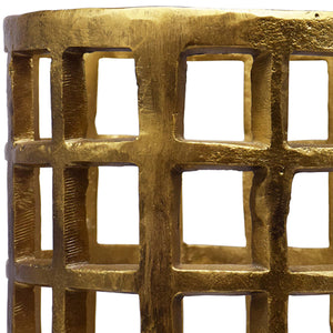Gage Small Pillar Candle Holder in Brass Finish