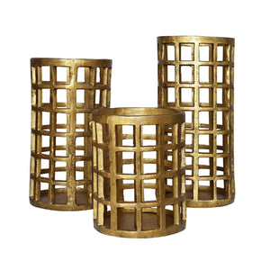 Gage Small Pillar Candle Holder in Brass Finish