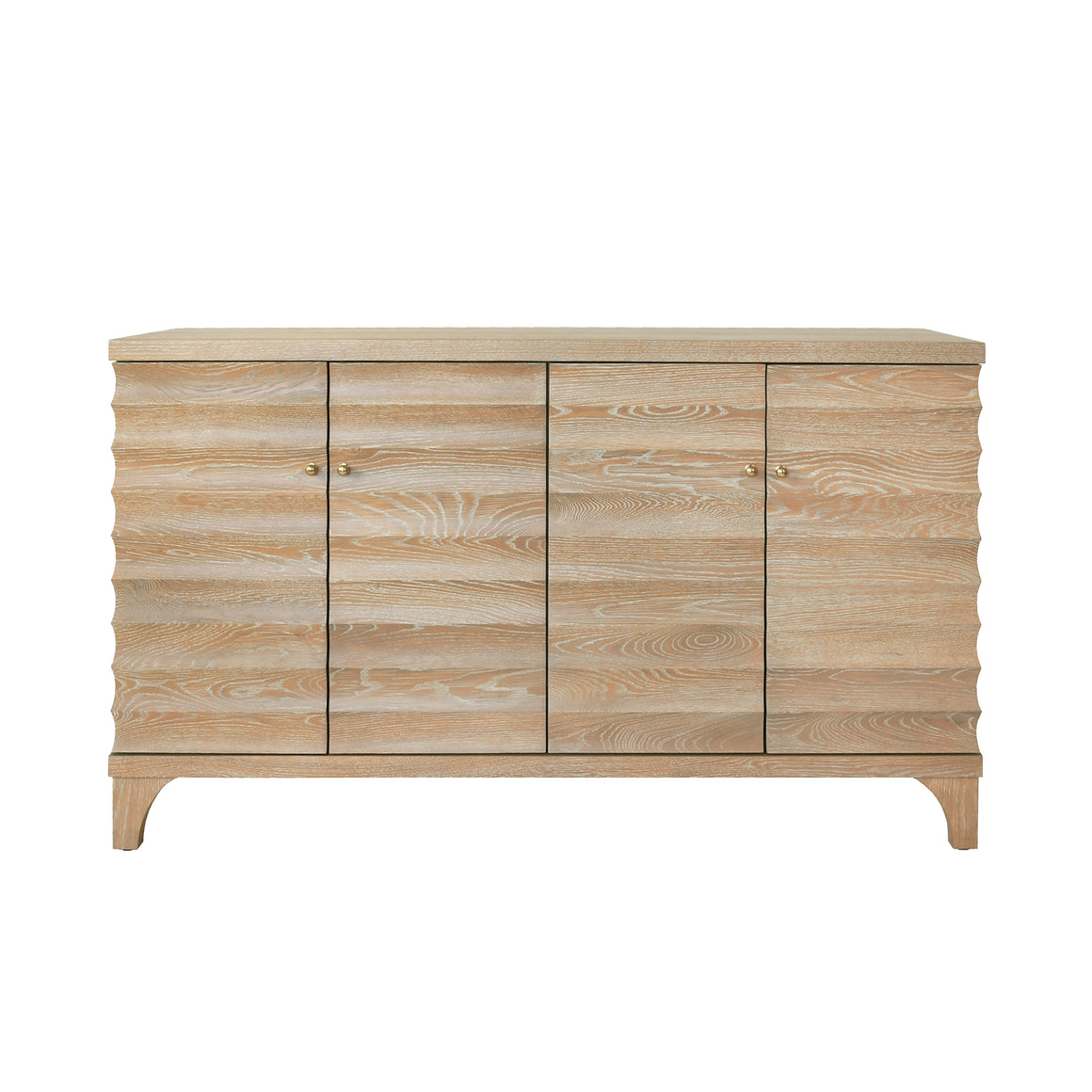 Gates Four Door Buffet with Horizontal Fluted Detail in Matte White Oak
