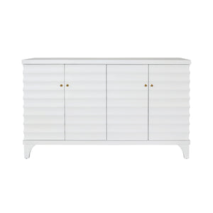 Gates Four Door Buffet with Horizontal Fluted Detail in Matte White Oak