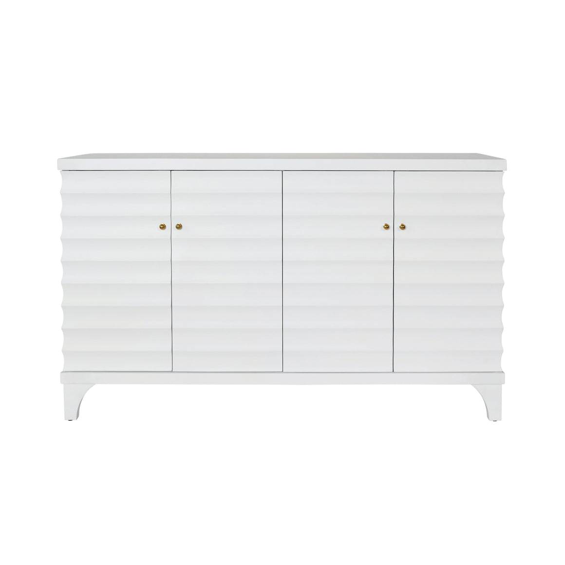 Gates Four Door Buffet with Horizontal Fluted Detail in Matte White Oak