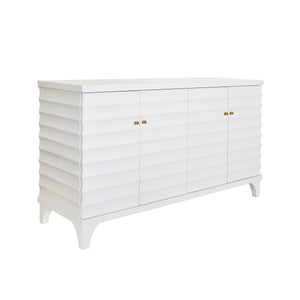 Gates Four Door Buffet with Horizontal Fluted Detail in Matte White Oak