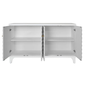 Gates Four Door Buffet with Horizontal Fluted Detail in Matte White Oak