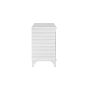 Gates Four Door Buffet with Horizontal Fluted Detail in Matte White Oak