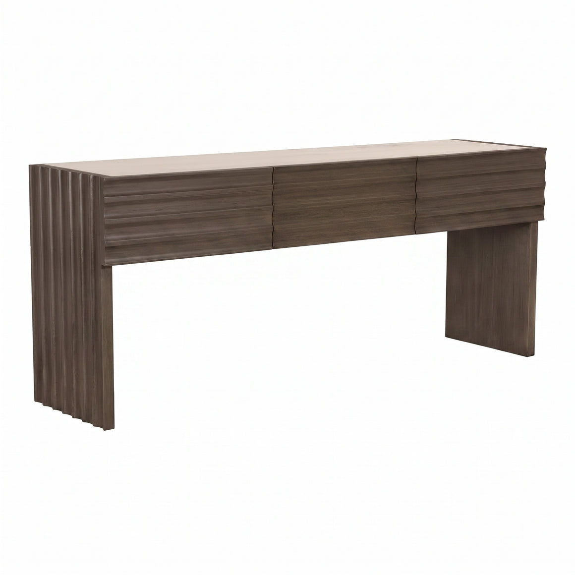 Wolf Console with White Marble Top, Greige Walnut