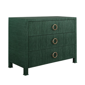 Getty Three Drawer Side Table in Natural Grasscloth