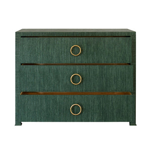 Getty Three Drawer Side Table in Natural Grasscloth