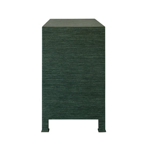 Getty Three Drawer Side Table in Natural Grasscloth
