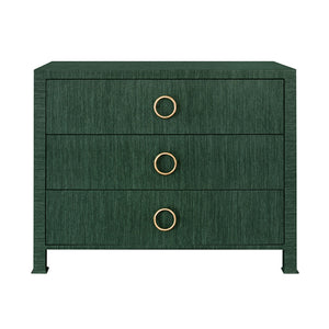 Getty Three Drawer Side Table in Natural Grasscloth