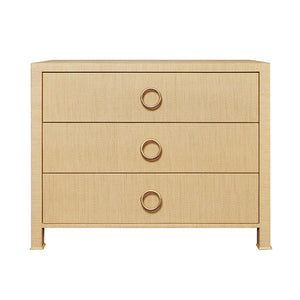 Getty Three Drawer Side Table in Natural Grasscloth