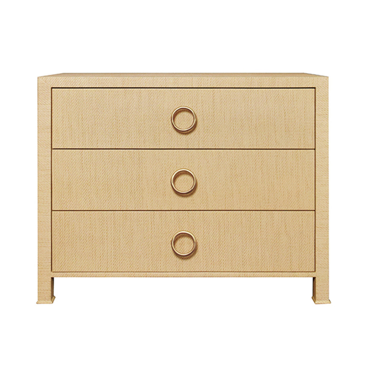 Getty Three Drawer Side Table in Natural Grasscloth