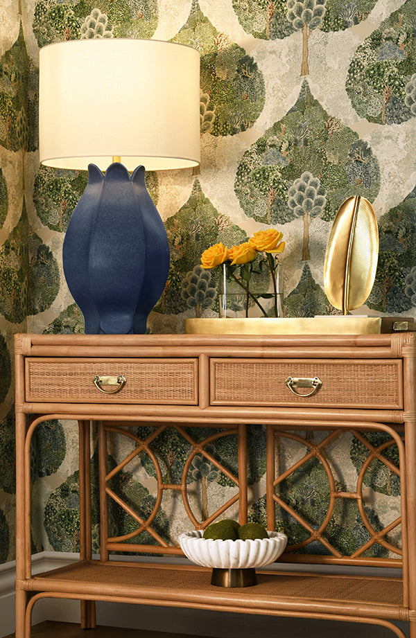 Round Fluted White Marble Bowl with Brass Base