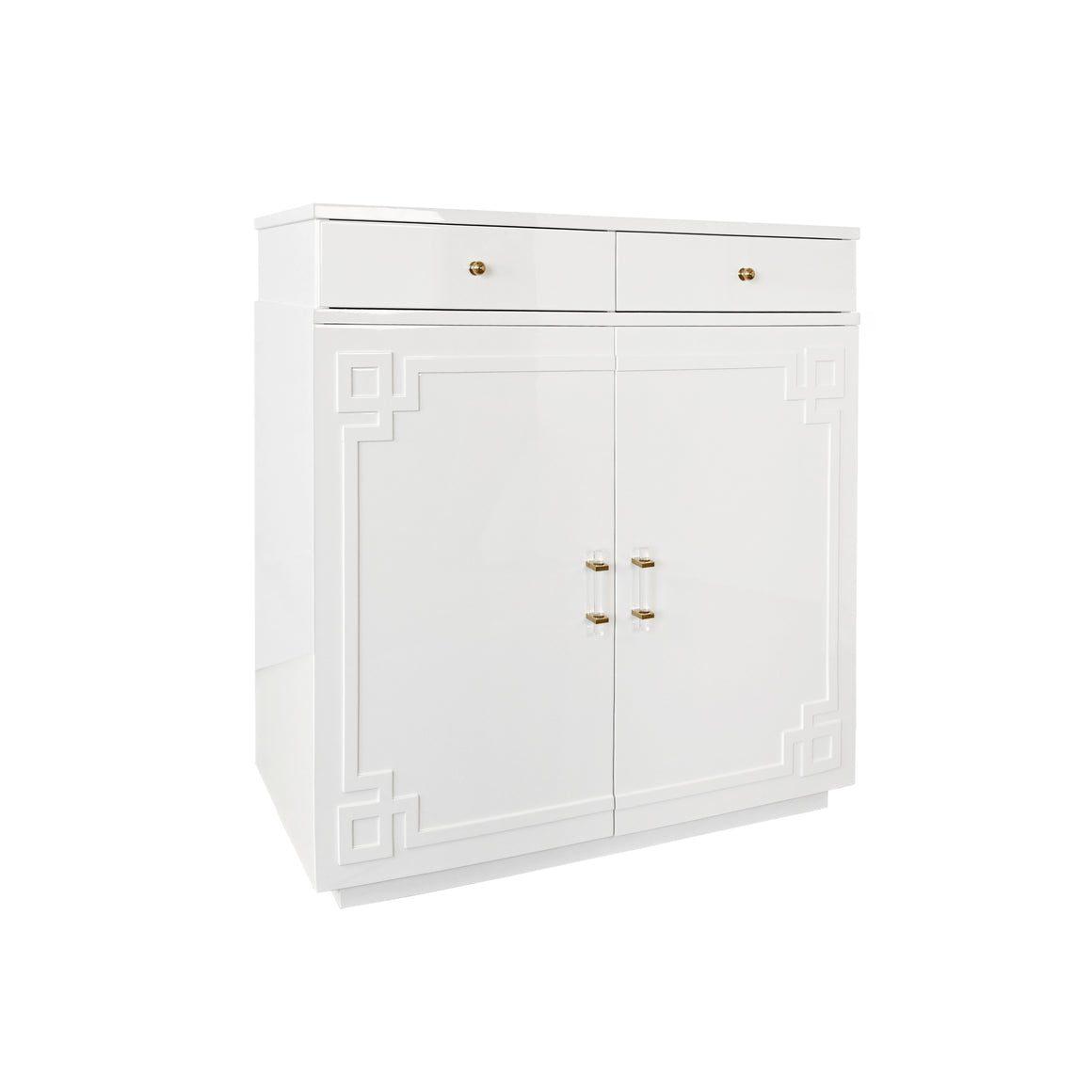 Glenn Two Drawer, Two Door Cabinet In White Lacquer