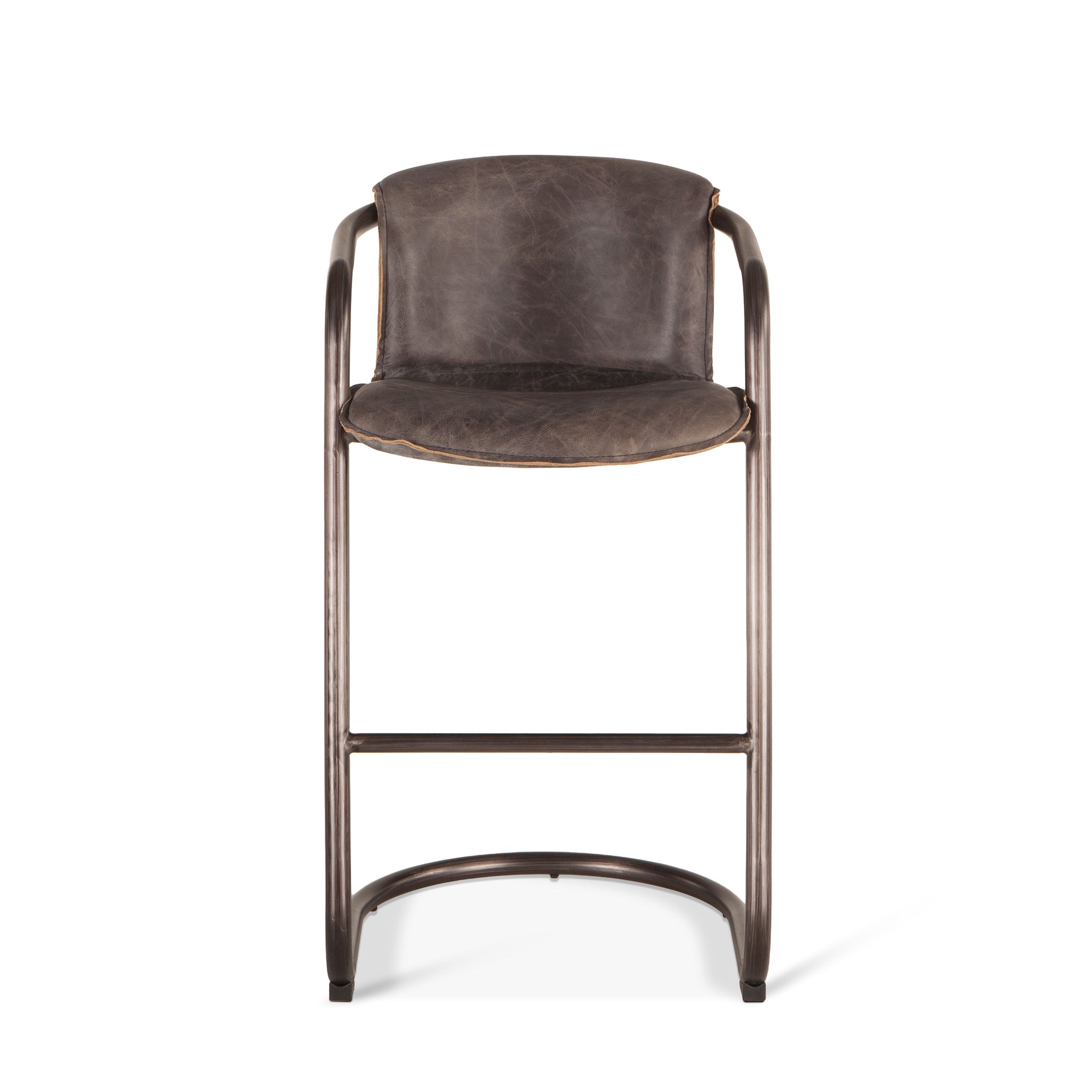 Chiavari Bar Chair in Antique Ebony Leather and Steel