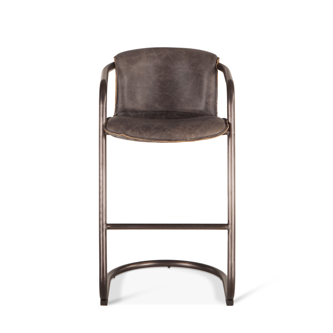 Chiavari Bar Chair in Antique Ebony Leather and Steel