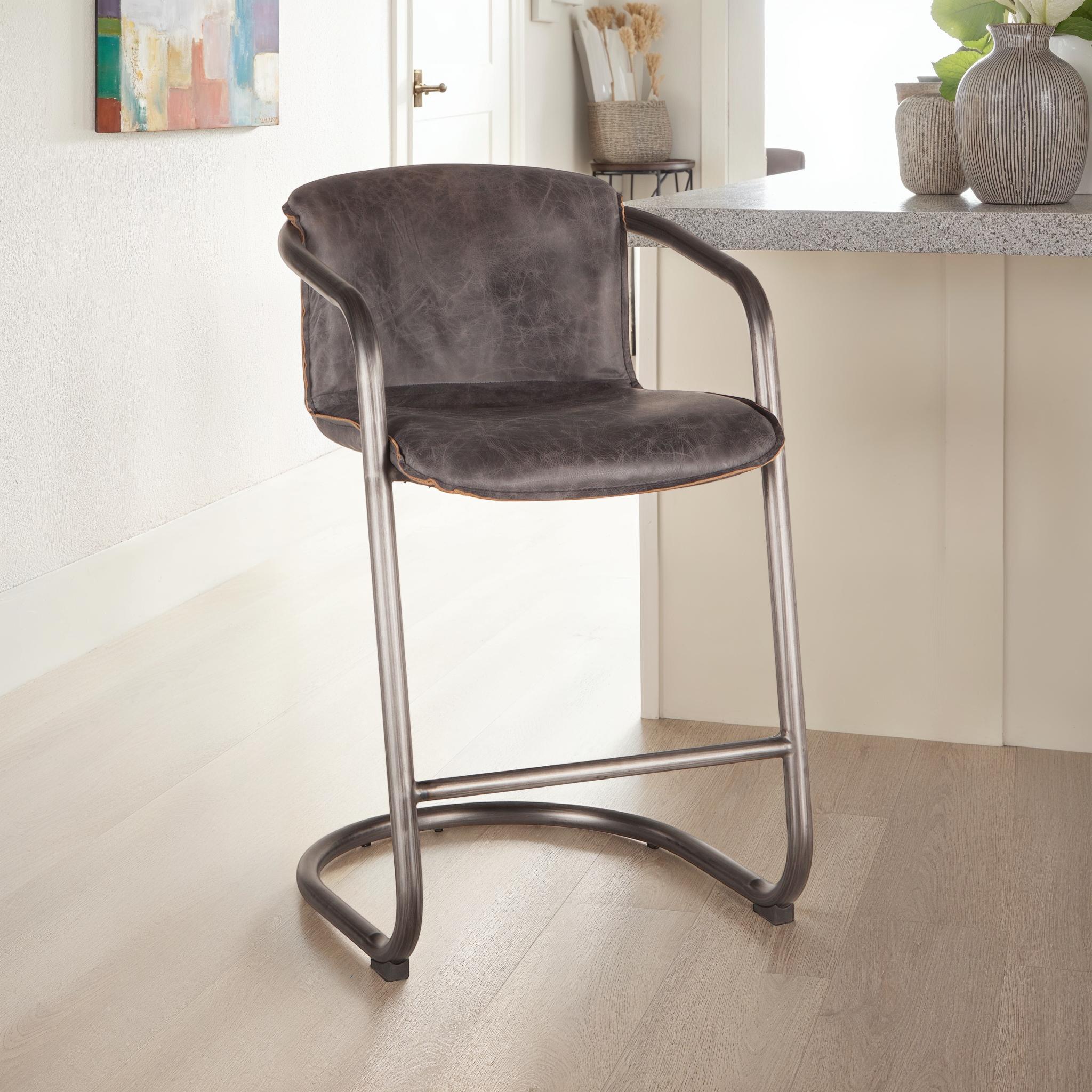 Chiavari Counter Chairs in Antique Ebony Leather and Steel
