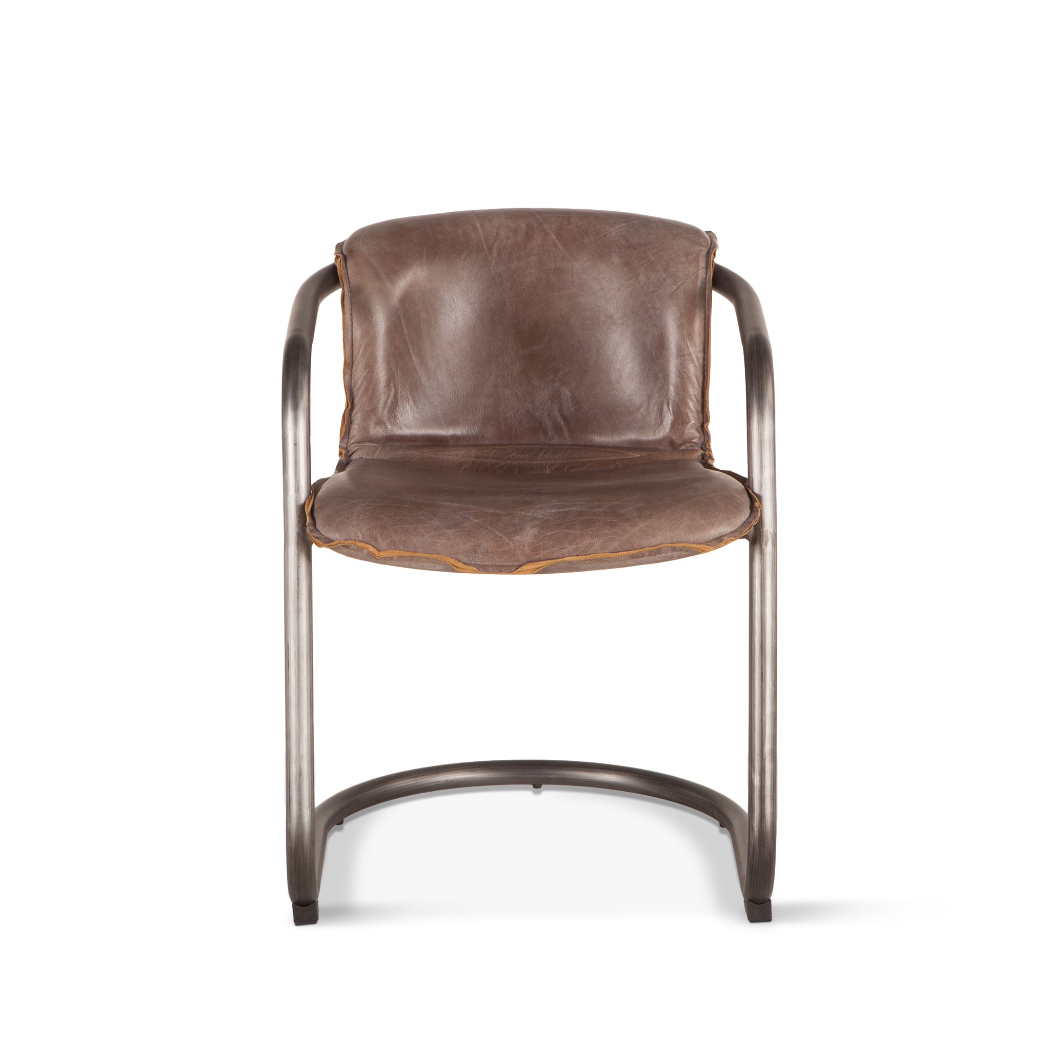 Chiavari Dining Chairs in Jet Brown Leather and Steel
