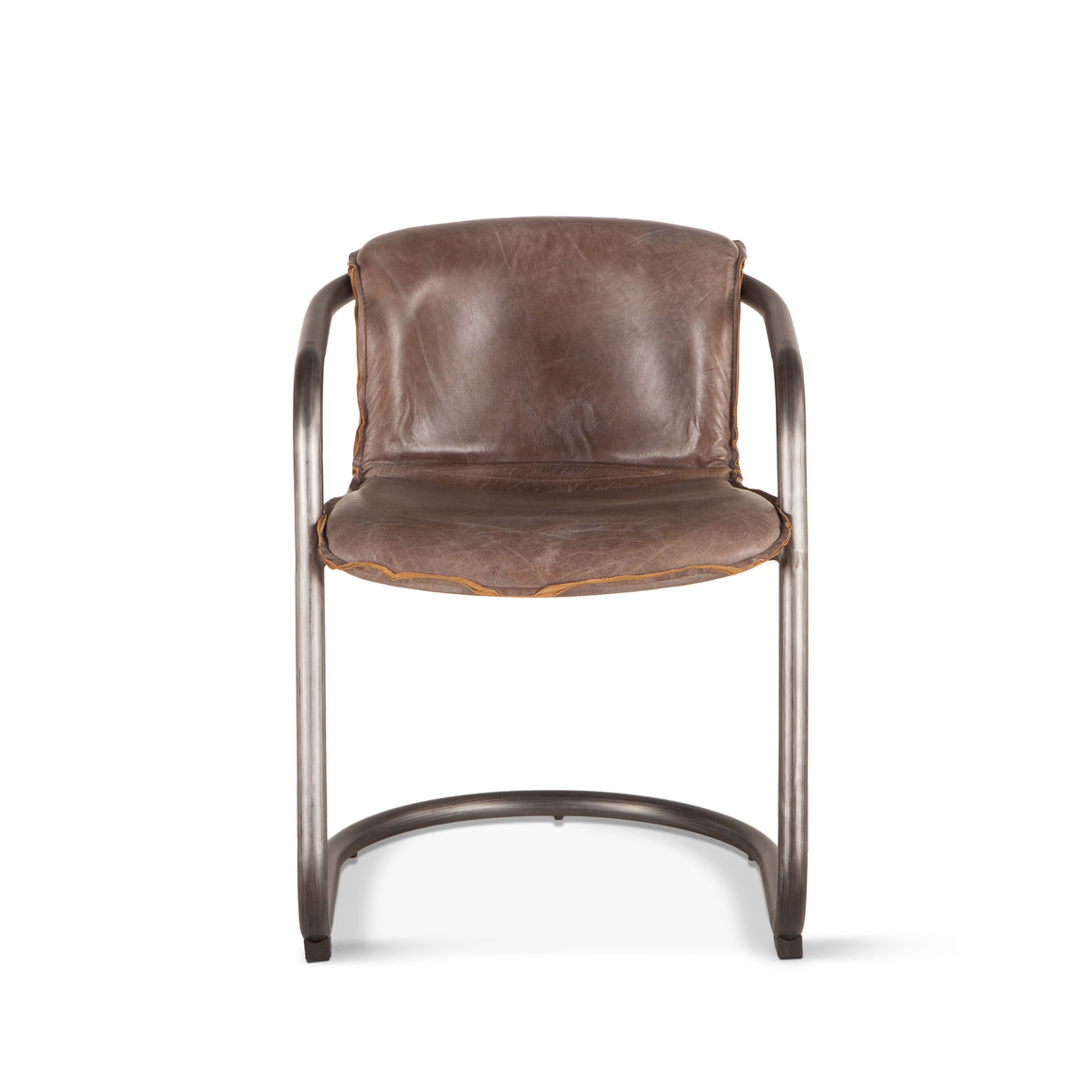 Chiavari Dining Chairs in Jet Brown Leather and Steel