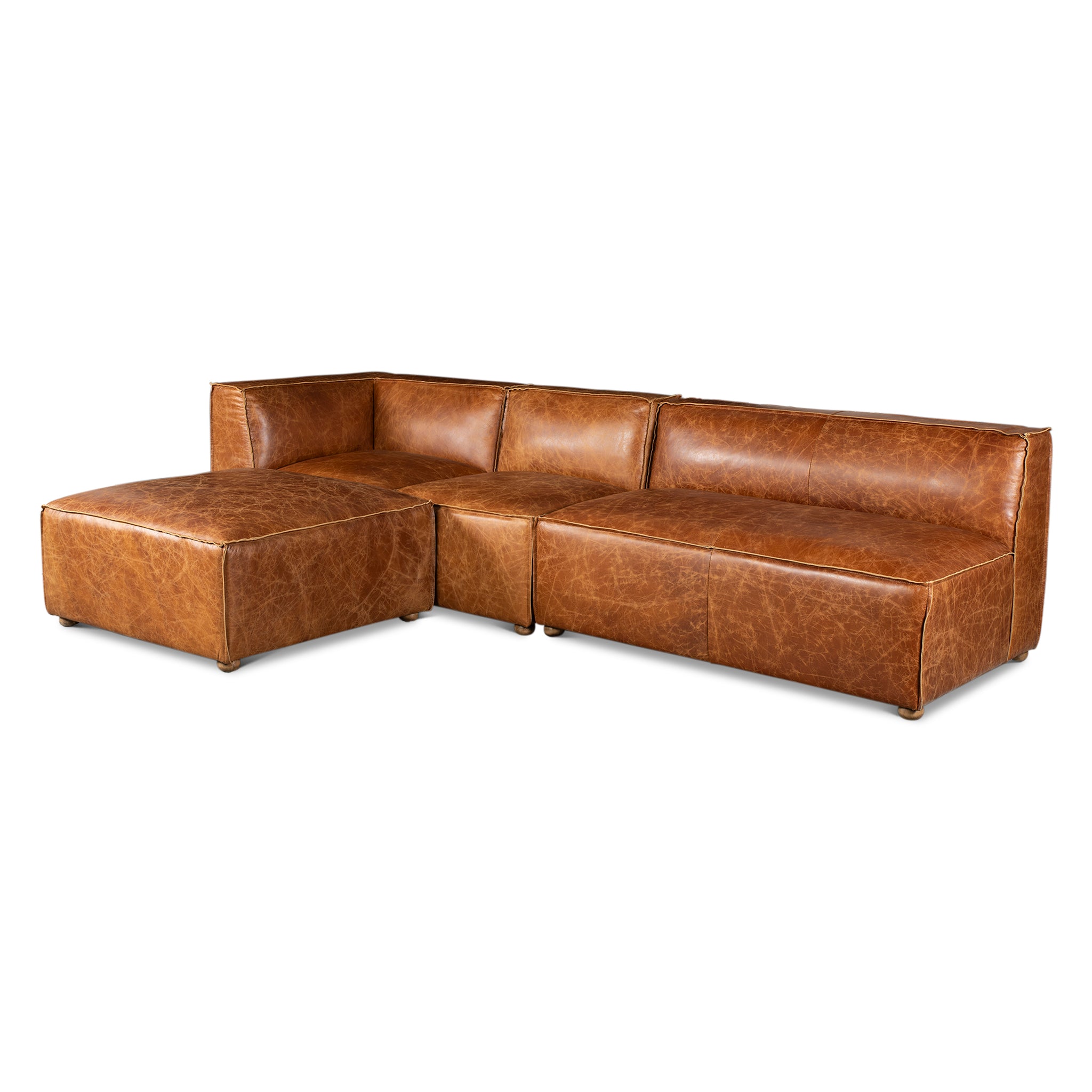 Chiavari Loft 112" Sectional Sofa in Cocoa Brown Leather