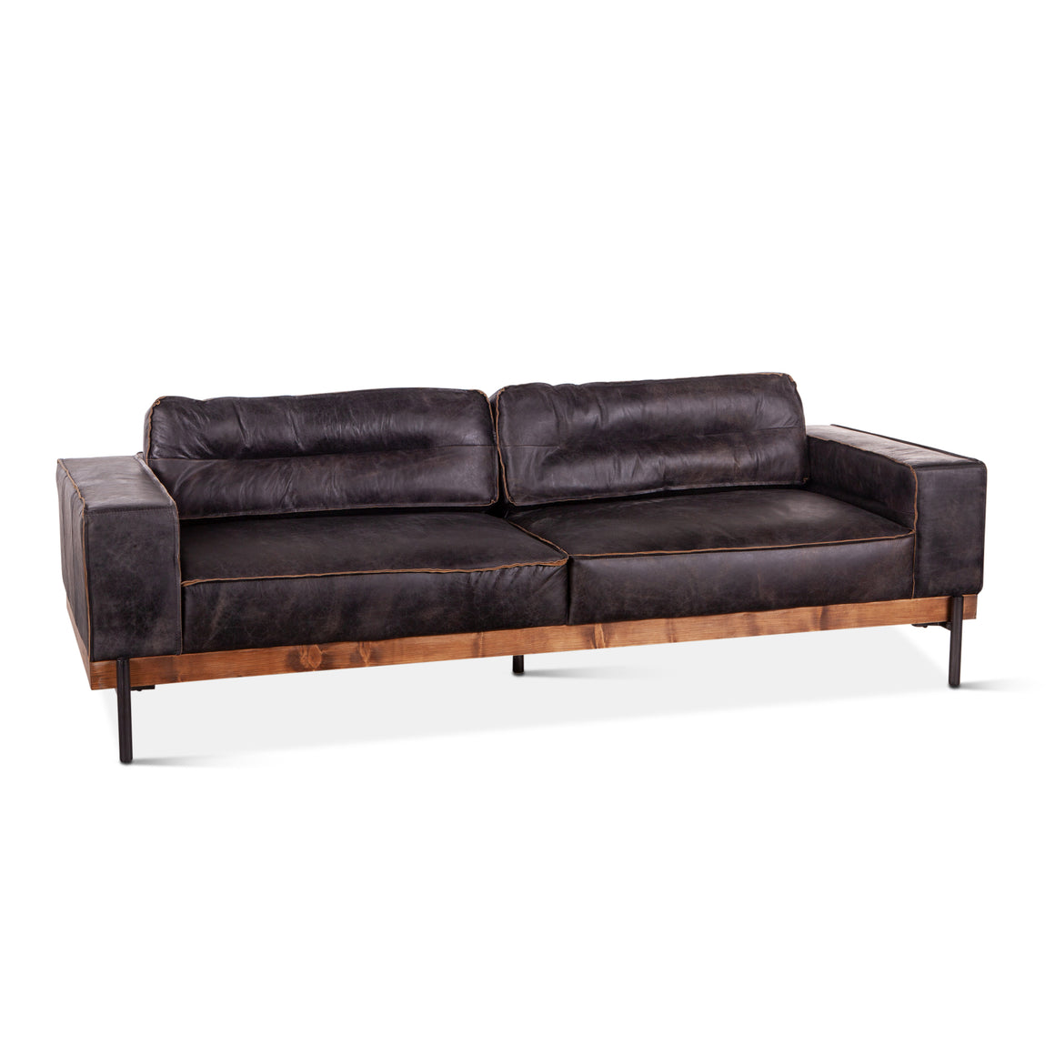 Chiavari Antique Ebony Leather Sofa